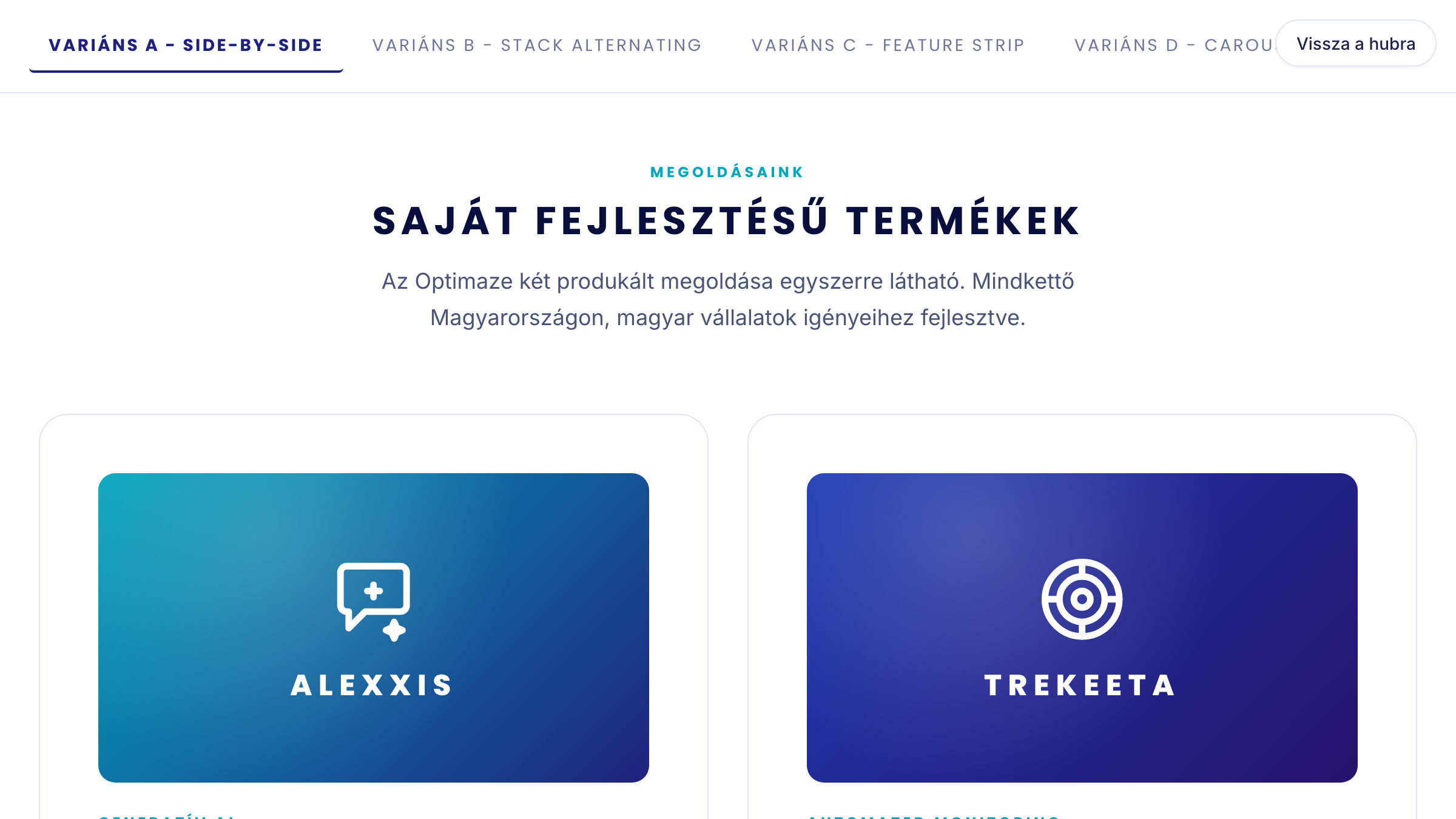 Solutions teaser szekció előnézet