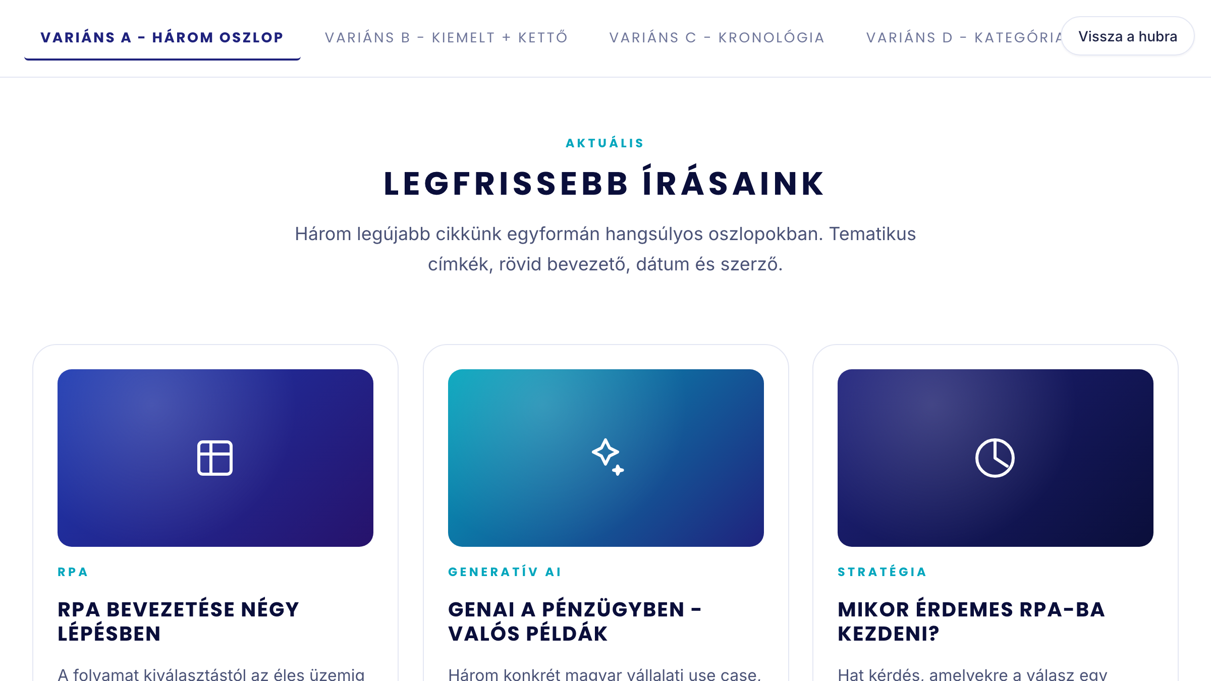 Blog teaser szekció előnézet