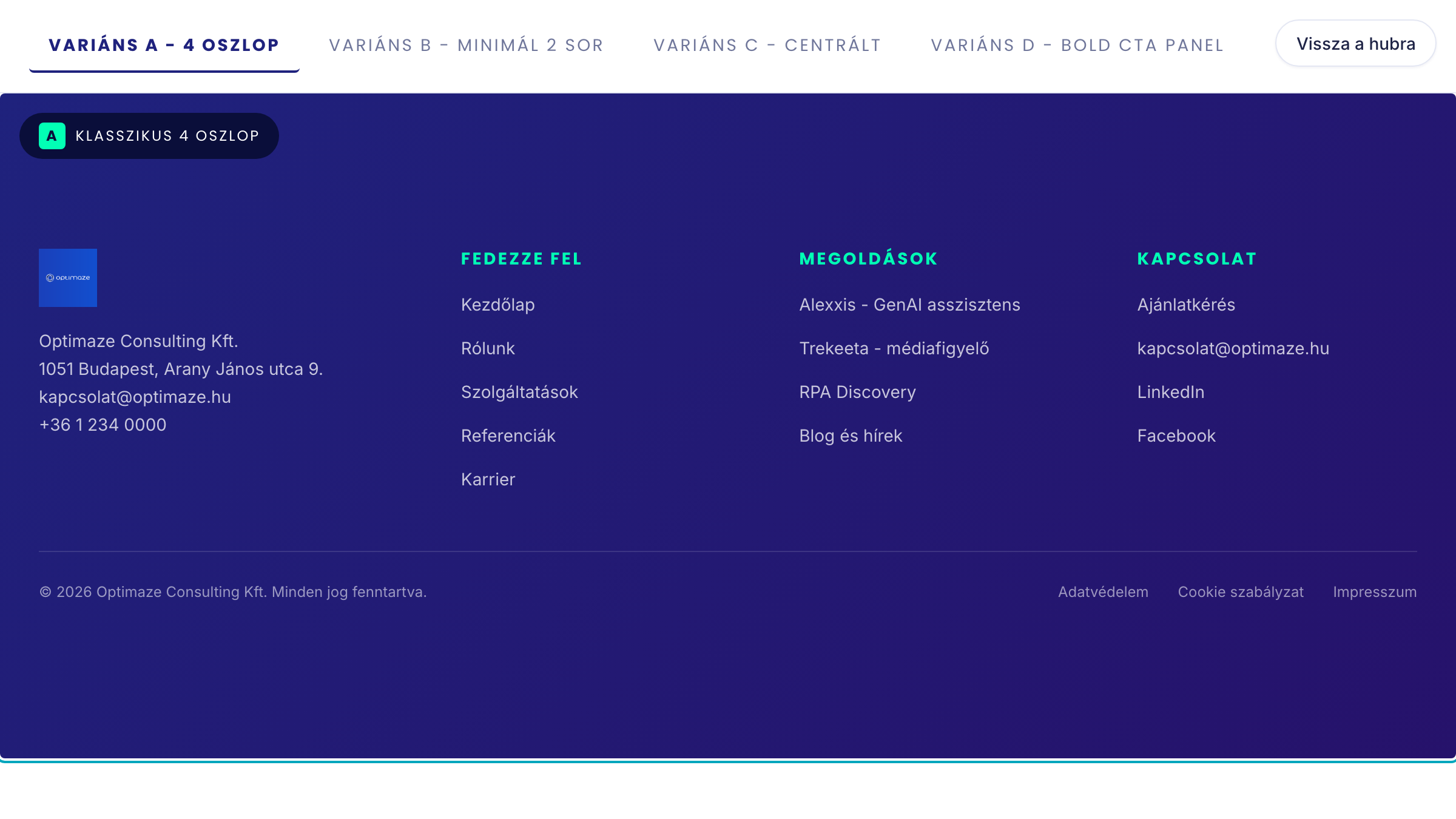 Footer szekció előnézet